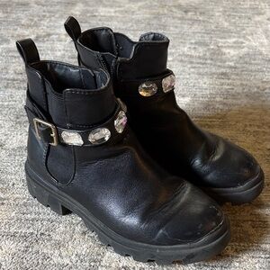 Steve Madden girls size 13 - Black Ankle Boots with Crystal Accents